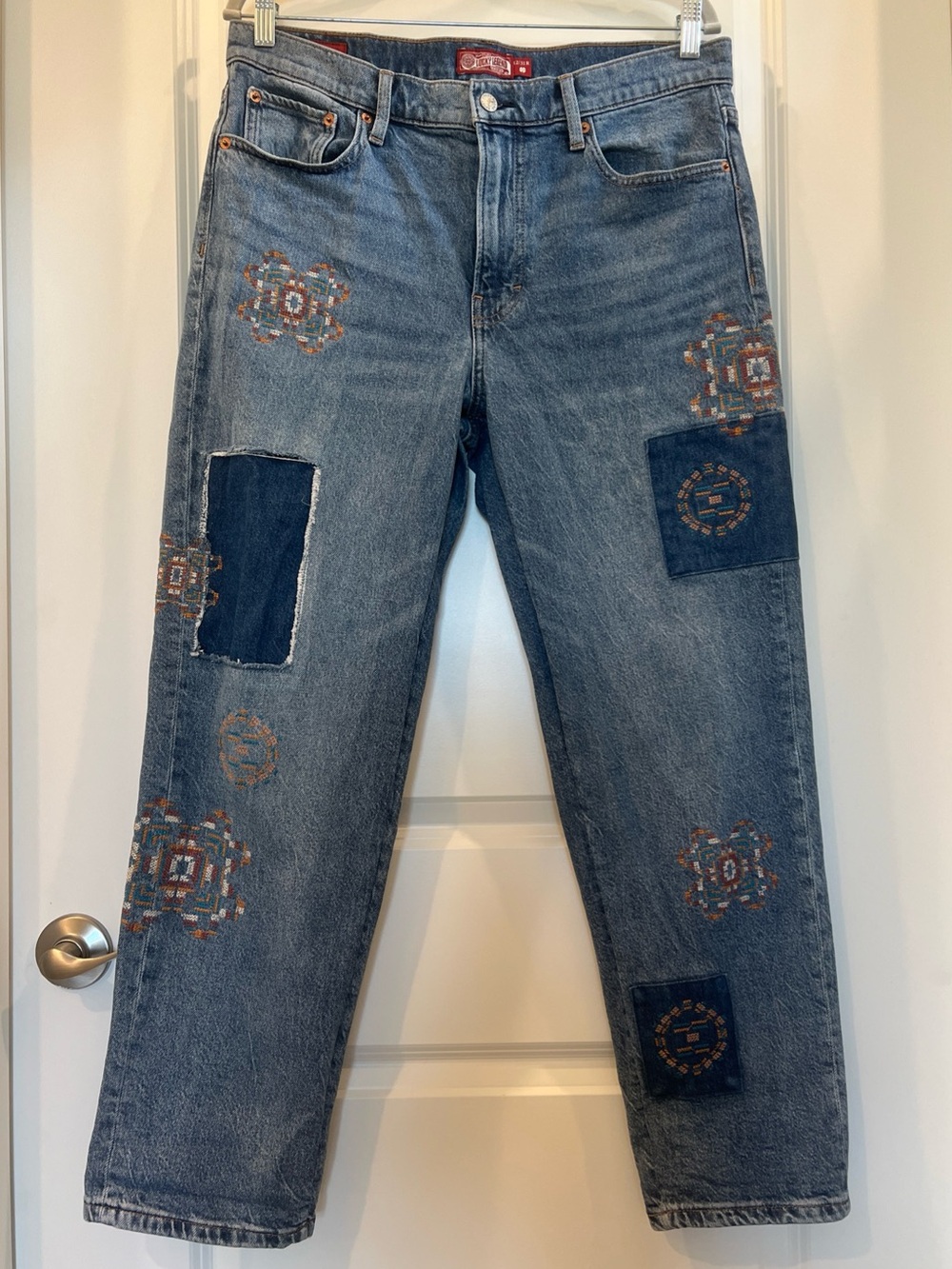 Lucky Brand Lucky Legend Embroidered Blue Patchwork Women’s Jeans 12/31 GOOD